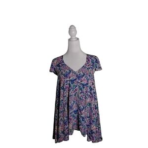 Matilda Jane In The Maze Women's L Colorful Paisley Flutter Sleeve Tunic Top